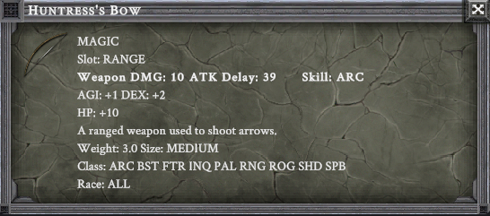 HUNTRESS'S BOW item card